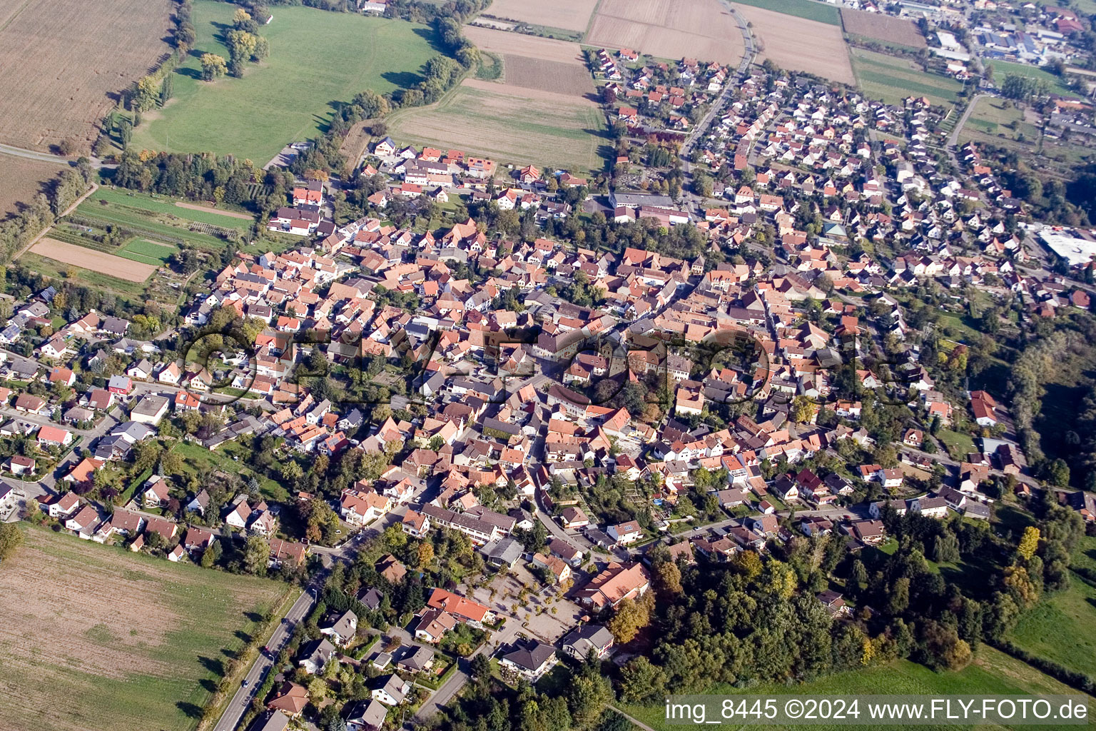 Enregistrement par drone de Quartier Billigheim in Billigheim-Ingenheim dans le département Rhénanie-Palatinat, Allemagne