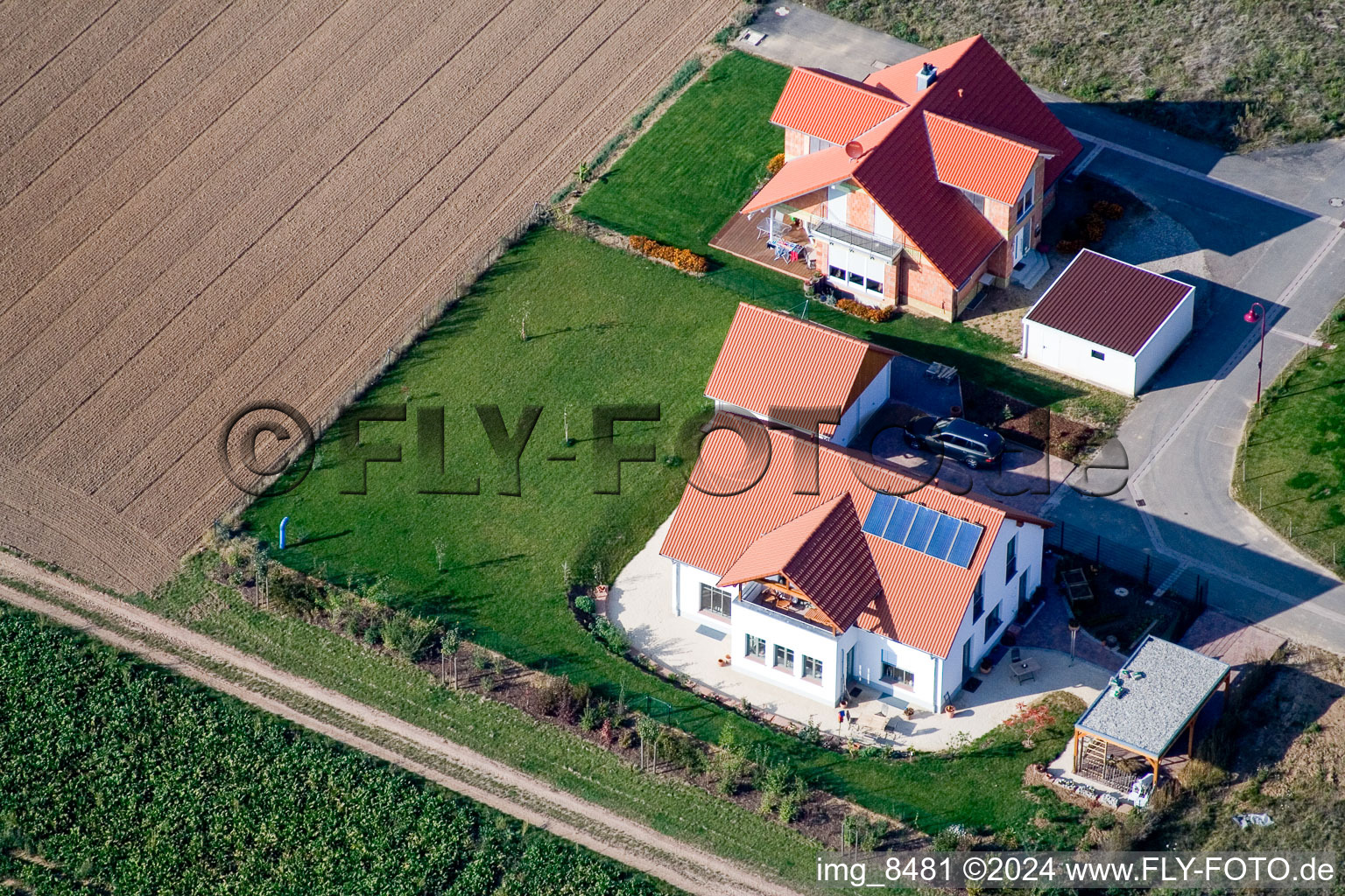 Image drone de Nouvelle zone de développement dans les Brotäckers à Steinweiler dans le département Rhénanie-Palatinat, Allemagne