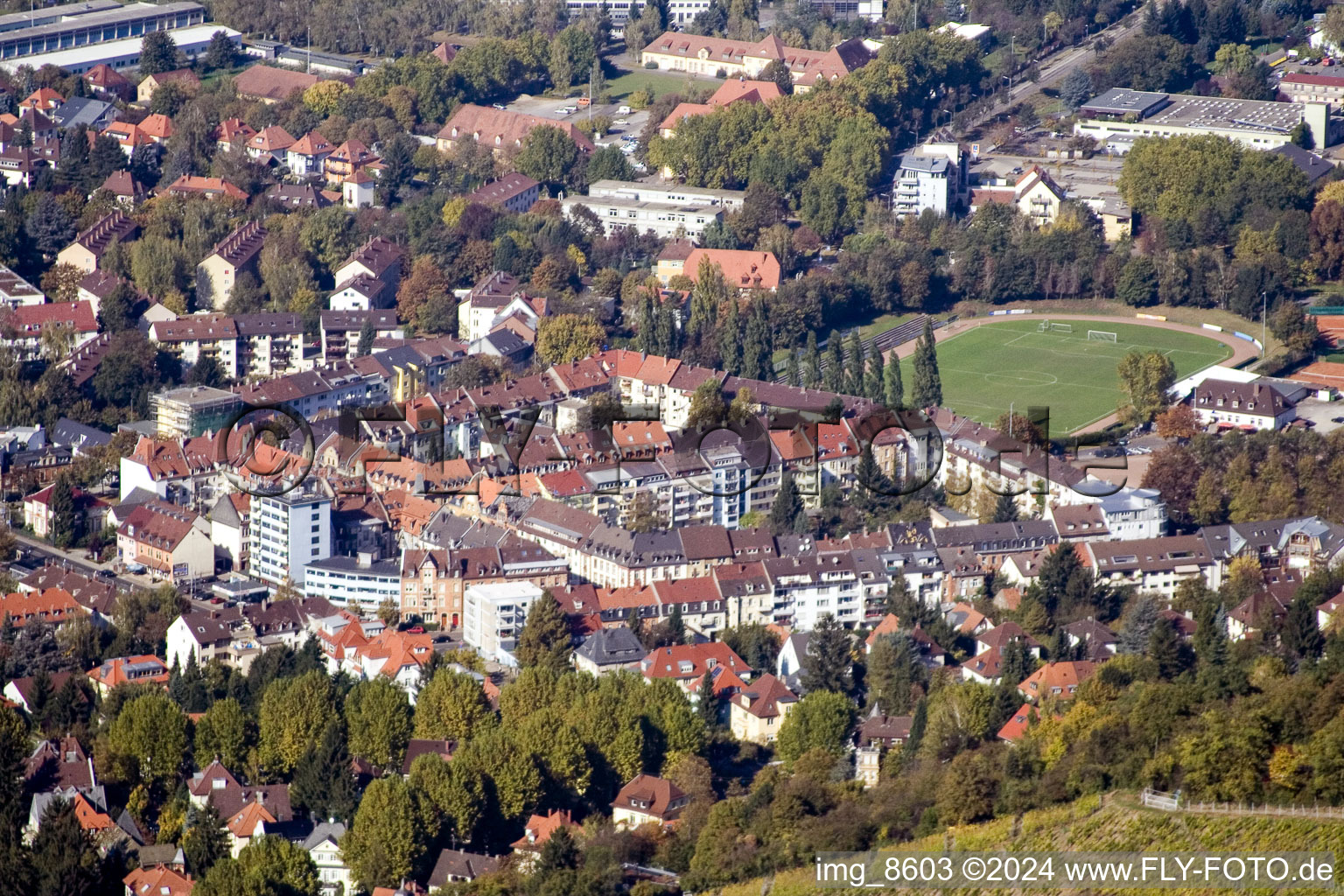 Quartier Durlach in Karlsruhe dans le département Bade-Wurtemberg, Allemagne vue d'en haut