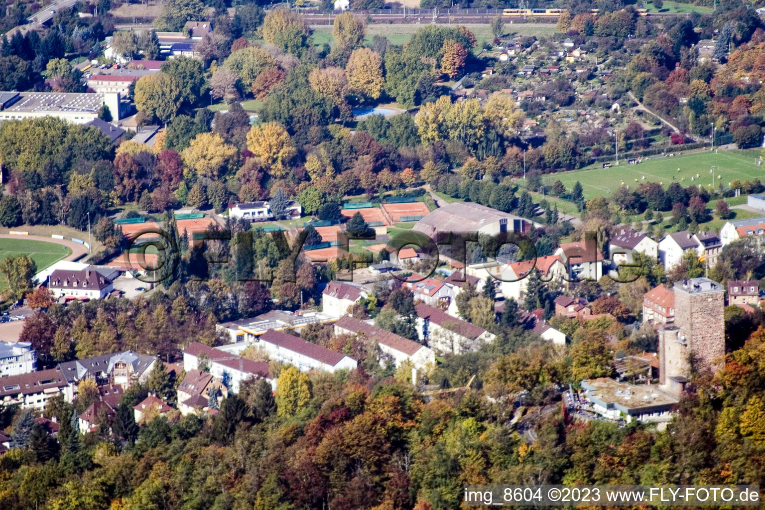 Quartier Durlach in Karlsruhe dans le département Bade-Wurtemberg, Allemagne depuis l'avion