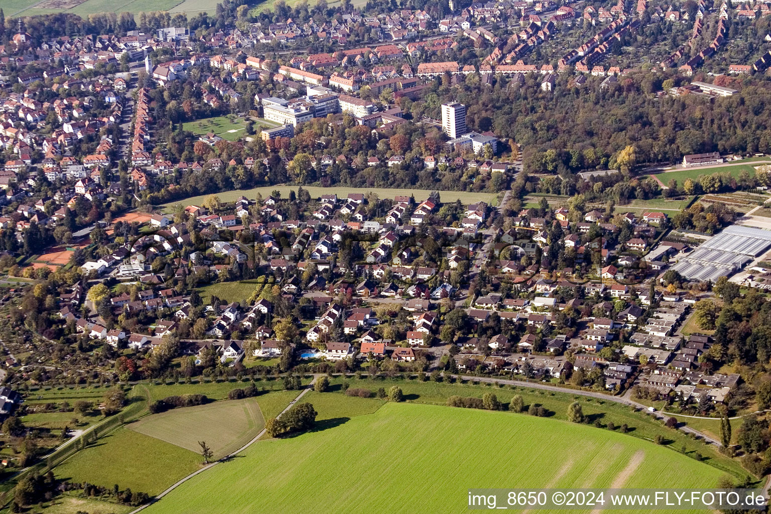 Quartier Rüppurr in Karlsruhe dans le département Bade-Wurtemberg, Allemagne depuis l'avion