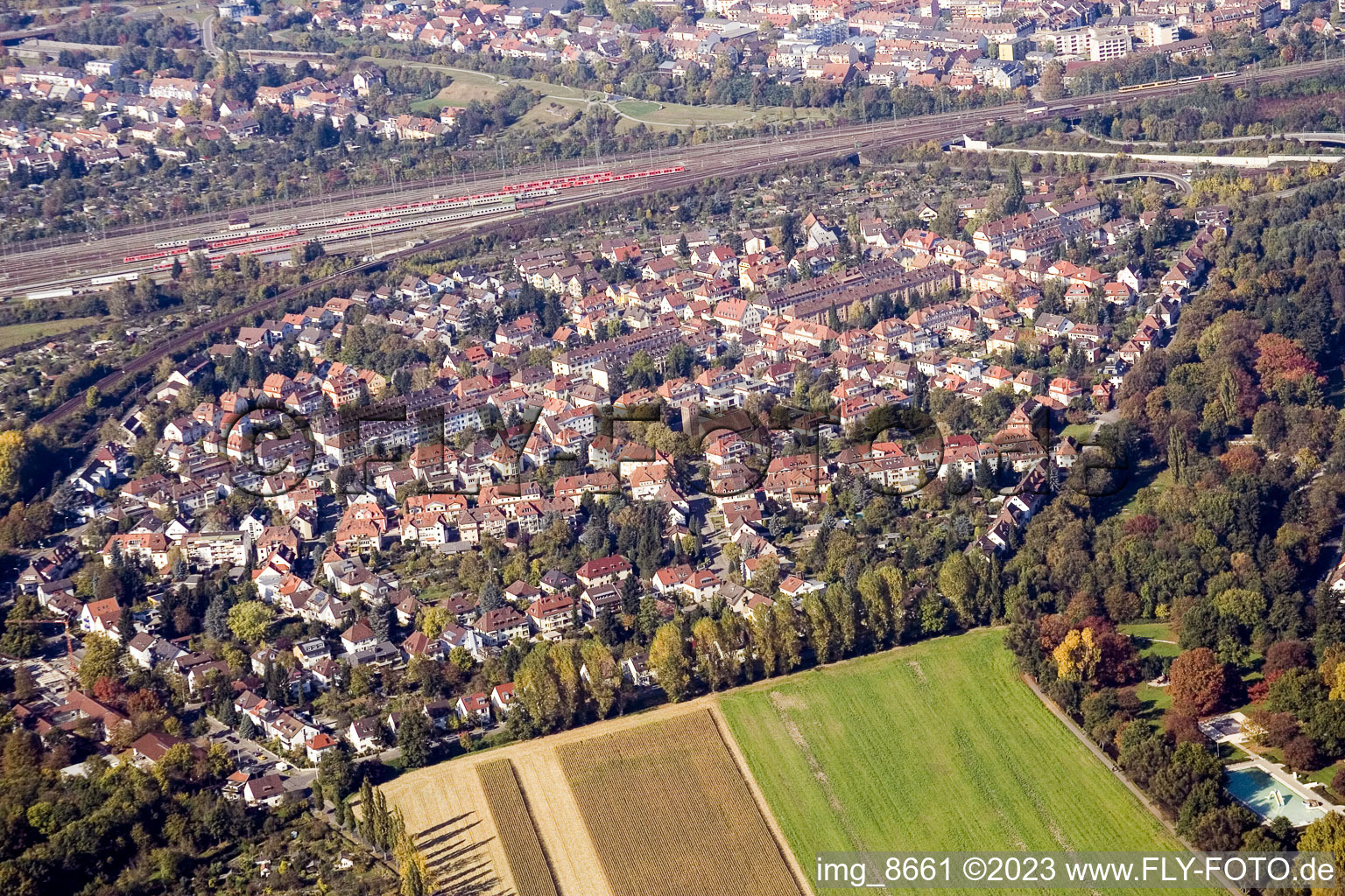 Quartier Weiherfeld-Dammerstock in Karlsruhe dans le département Bade-Wurtemberg, Allemagne depuis l'avion