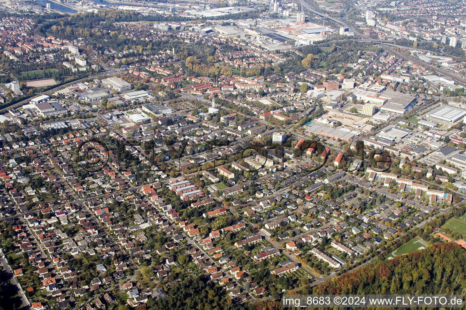 Vue aérienne de Quartier Grünwinkel in Karlsruhe dans le département Bade-Wurtemberg, Allemagne