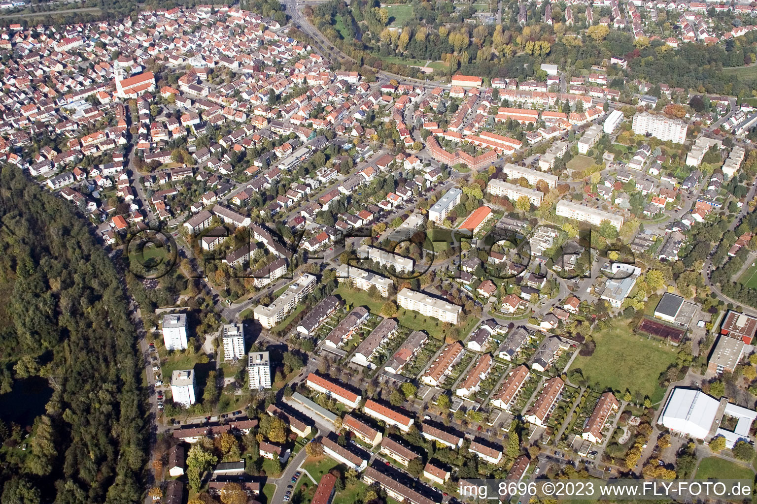 Photographie aérienne de Quartier Daxlanden in Karlsruhe dans le département Bade-Wurtemberg, Allemagne
