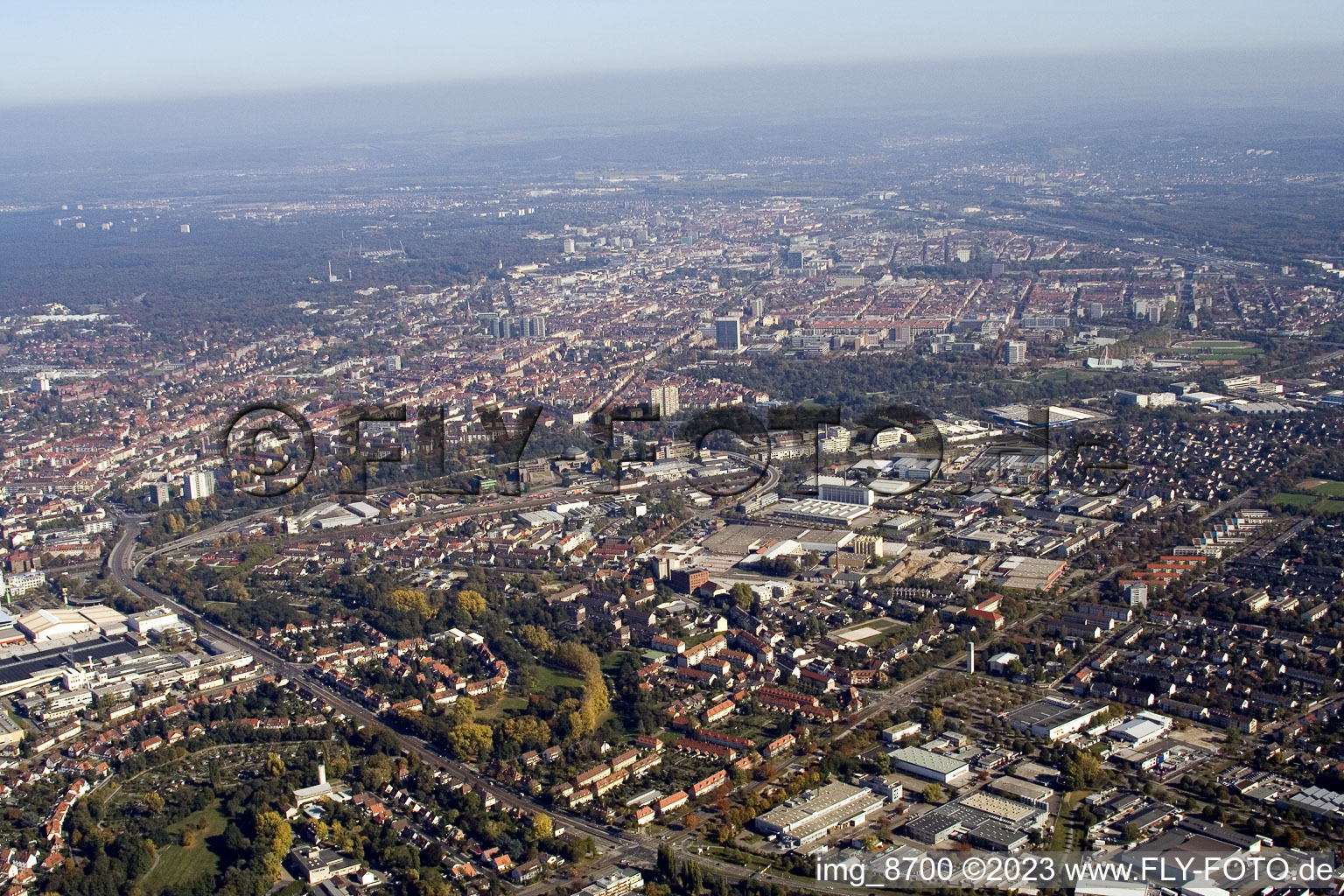 Vue oblique de Quartier Grünwinkel in Karlsruhe dans le département Bade-Wurtemberg, Allemagne