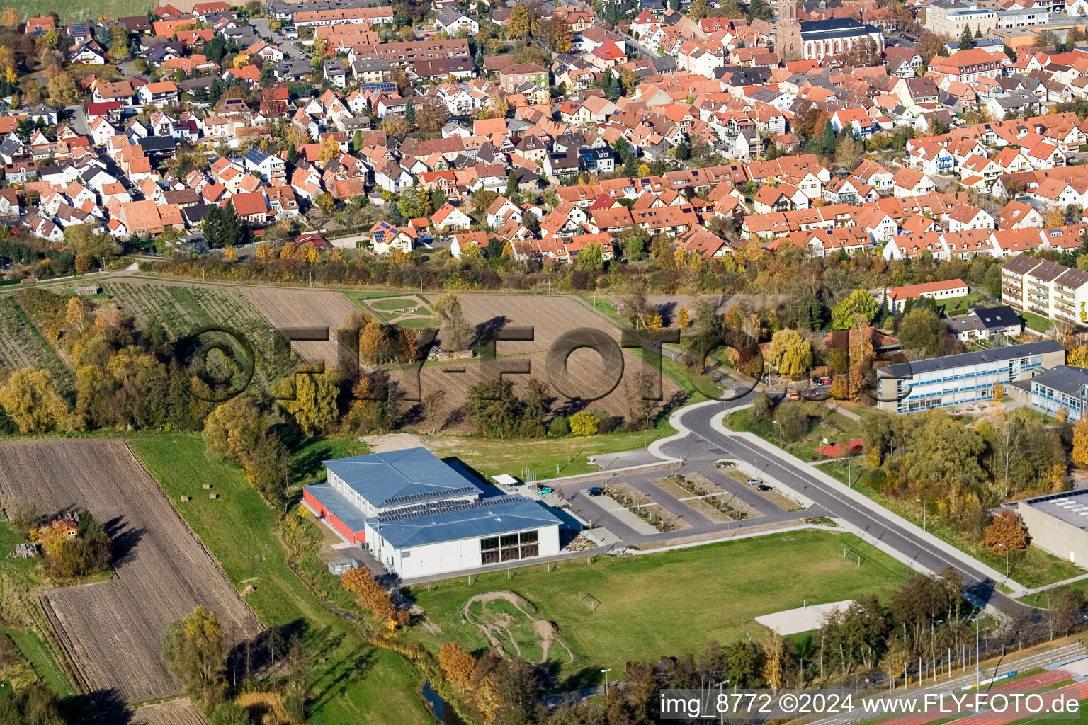 Bienwaldhalle à Kandel dans le département Rhénanie-Palatinat, Allemagne vue du ciel