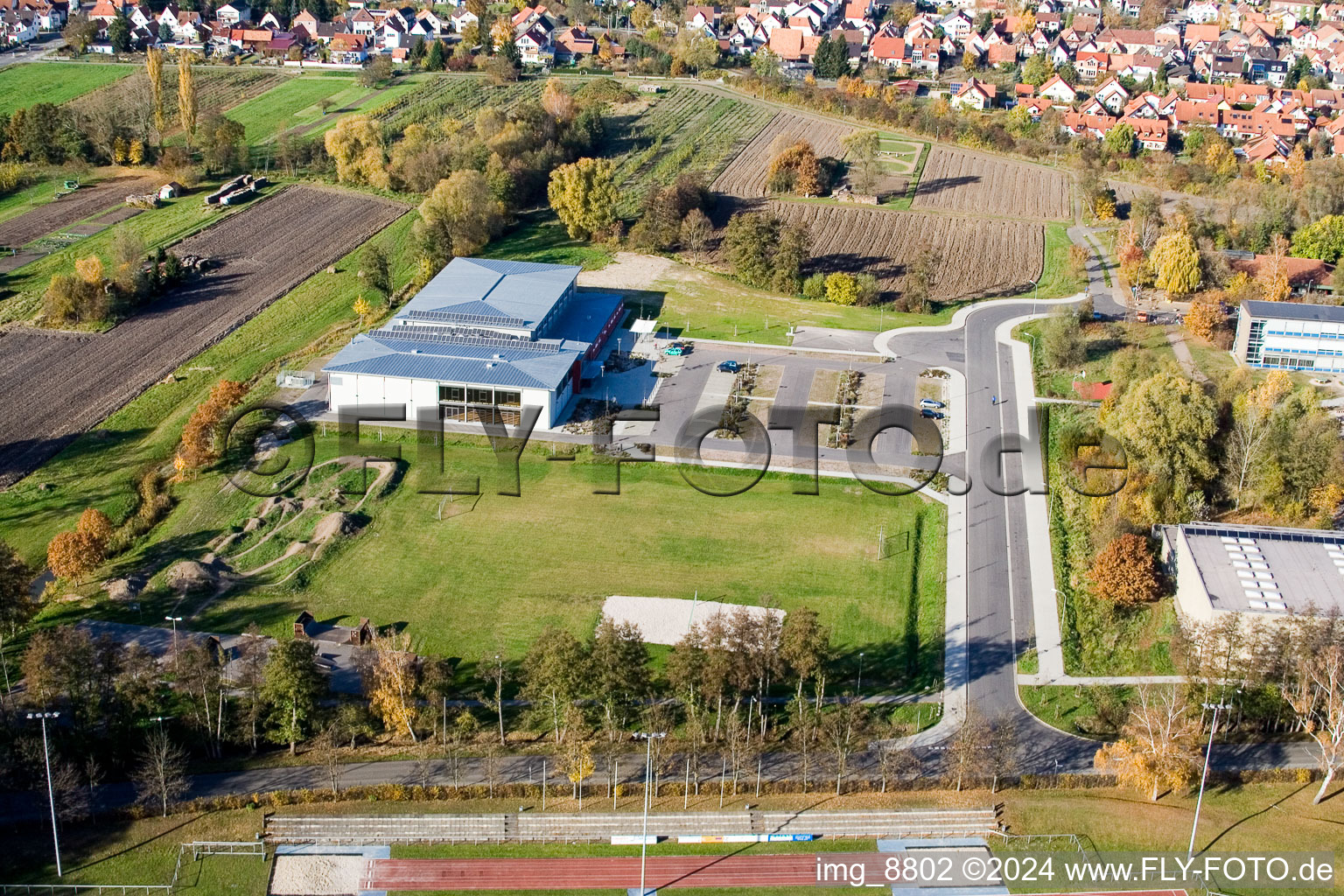 Photographie aérienne de Bienwaldhalle à Kandel dans le département Rhénanie-Palatinat, Allemagne