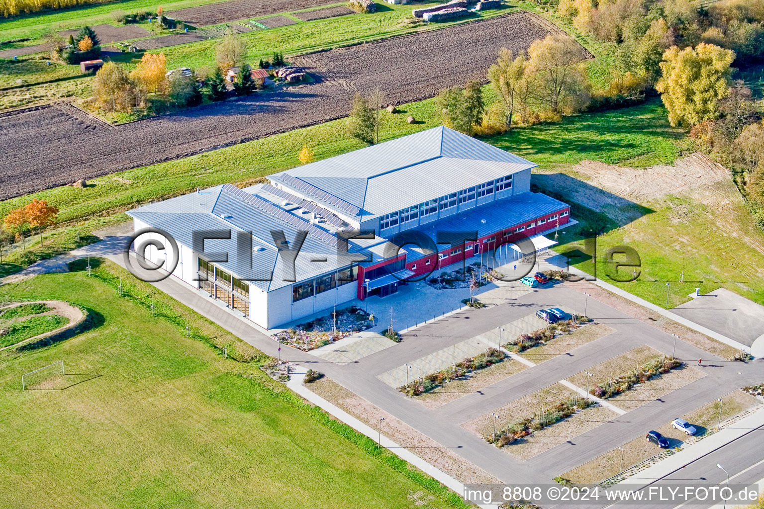 Vue aérienne de Salle de réception Bienwaldhalle à Kandel dans le département Rhénanie-Palatinat, Allemagne