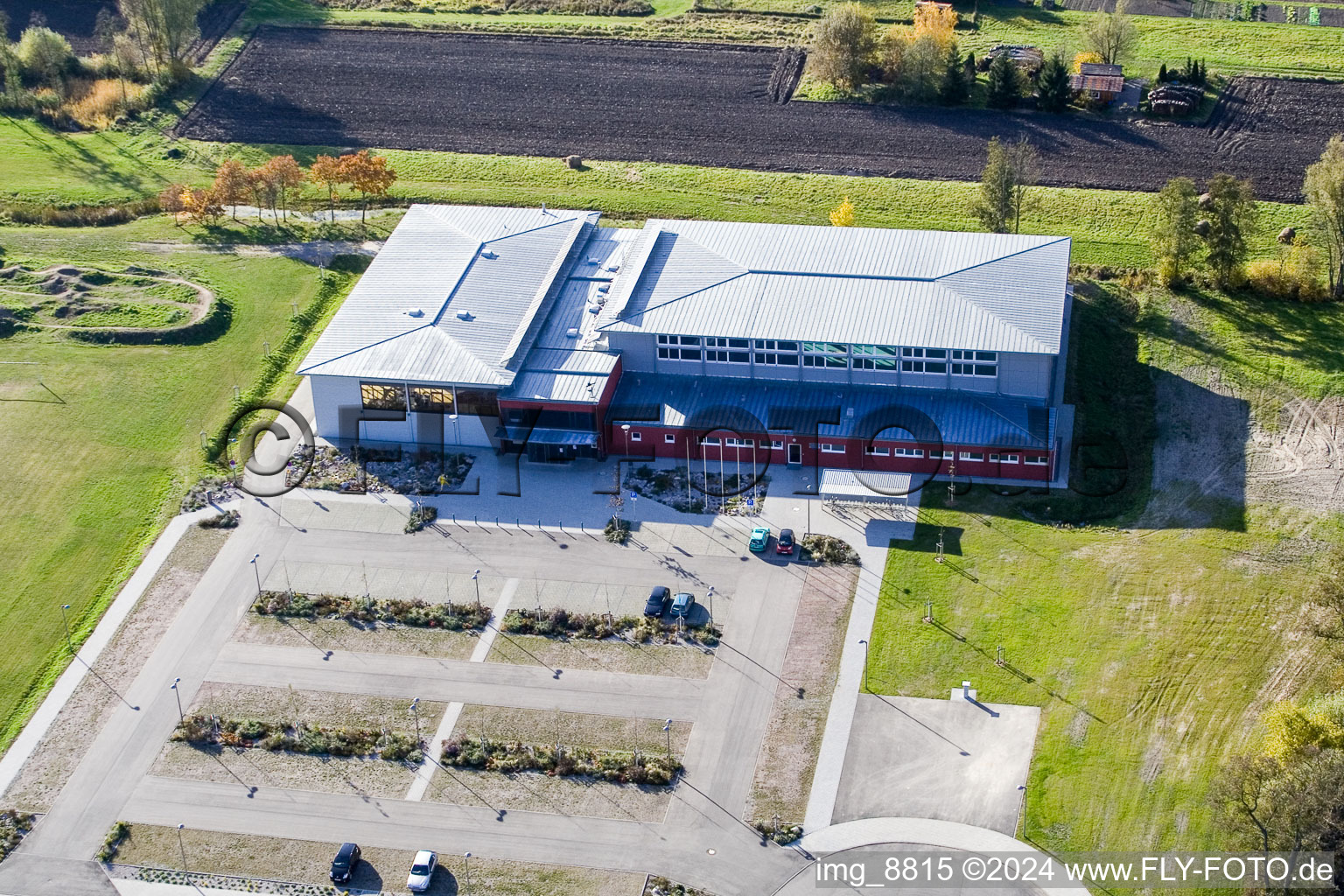 Bienwaldhalle à Kandel dans le département Rhénanie-Palatinat, Allemagne vue du ciel