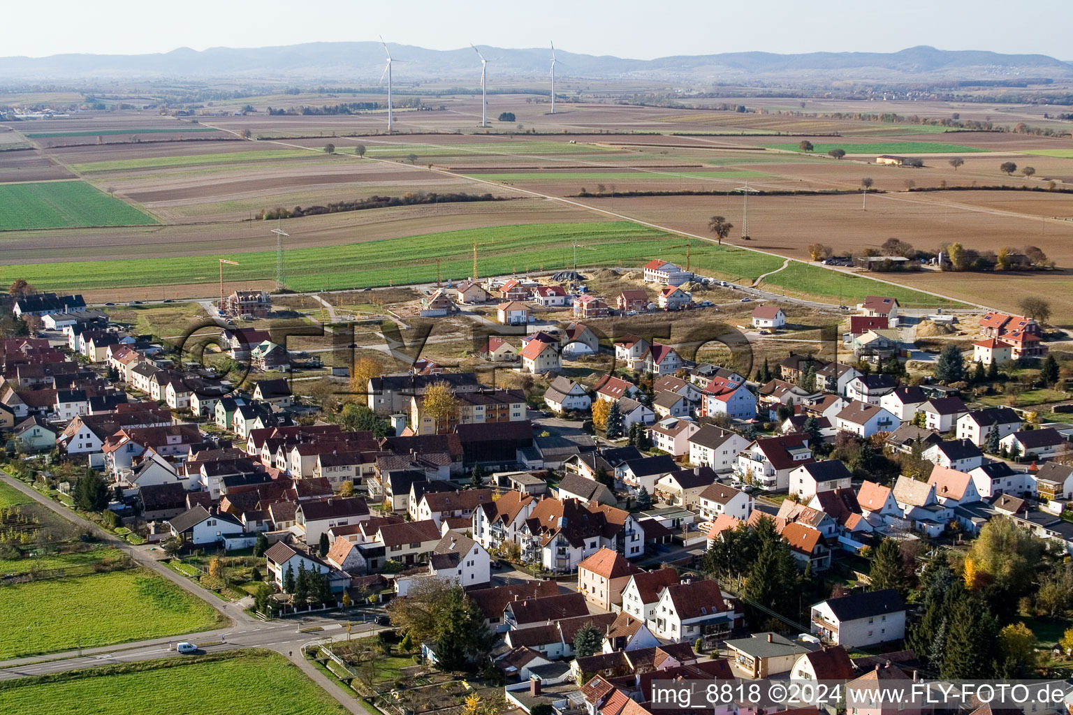 Vue aérienne de Sur le chemin élevé à Kandel dans le département Rhénanie-Palatinat, Allemagne