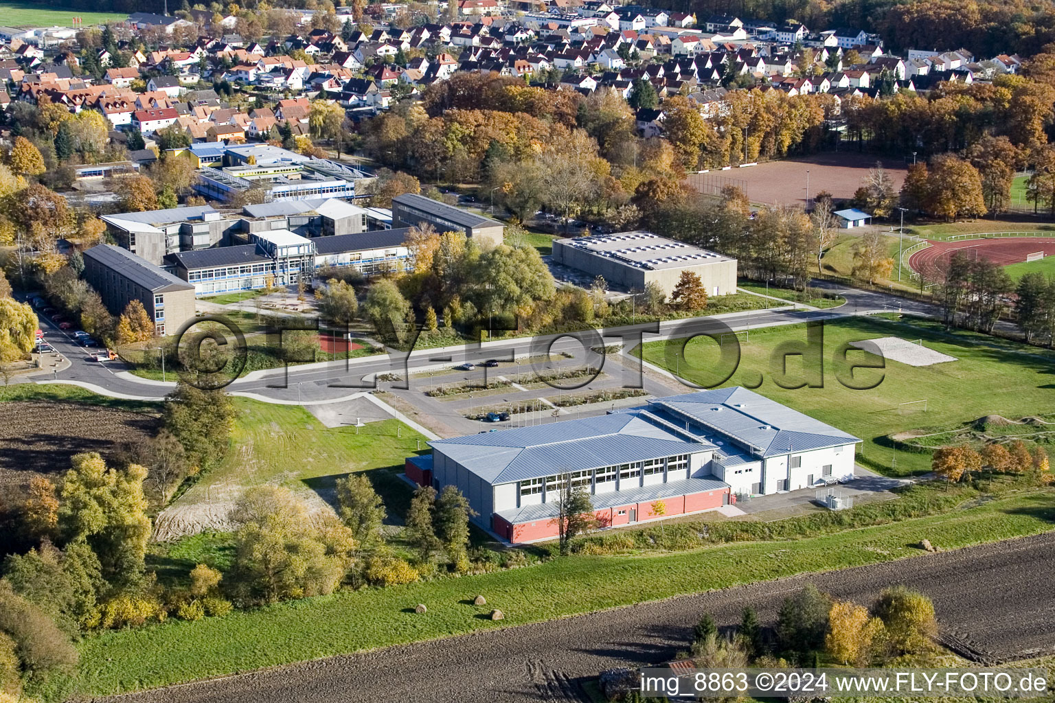 Bienwaldhalle à Kandel dans le département Rhénanie-Palatinat, Allemagne d'en haut