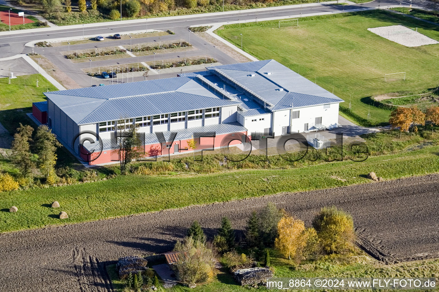 Bienwaldhalle à Kandel dans le département Rhénanie-Palatinat, Allemagne hors des airs