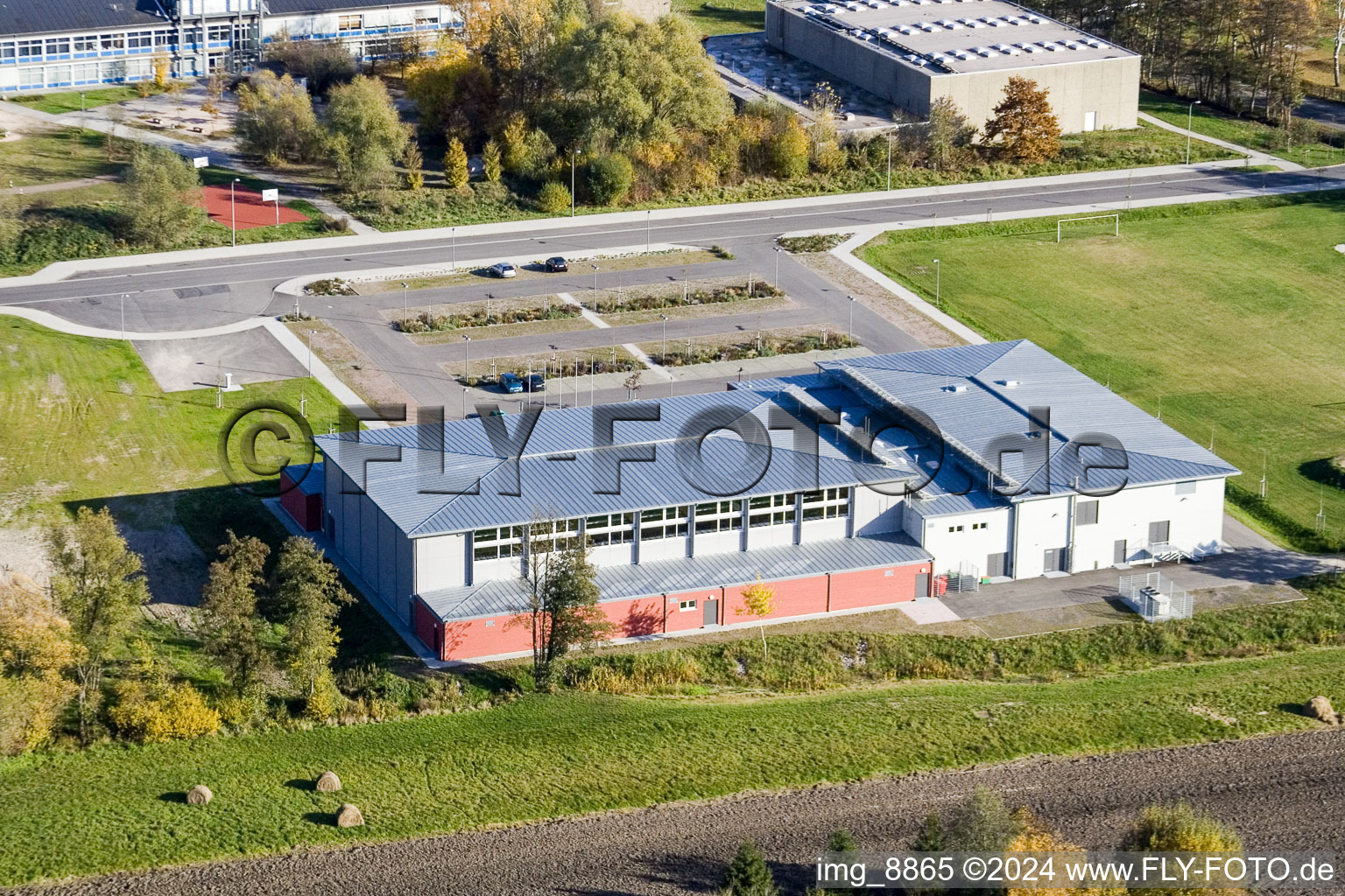 Bienwaldhalle à Kandel dans le département Rhénanie-Palatinat, Allemagne vue d'en haut