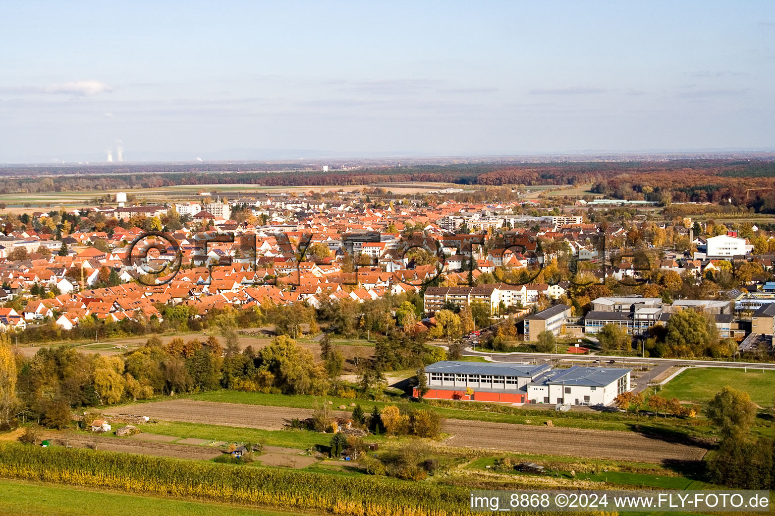 Bienwaldhalle à Kandel dans le département Rhénanie-Palatinat, Allemagne vue du ciel