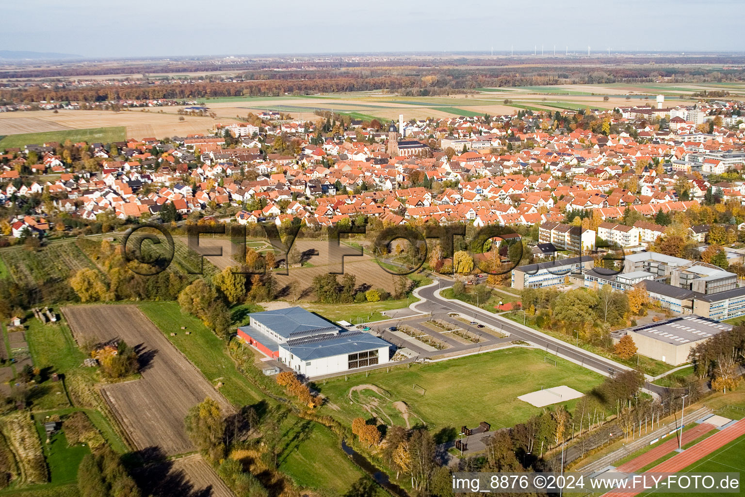 Photographie aérienne de Bienwaldhalle à Kandel dans le département Rhénanie-Palatinat, Allemagne