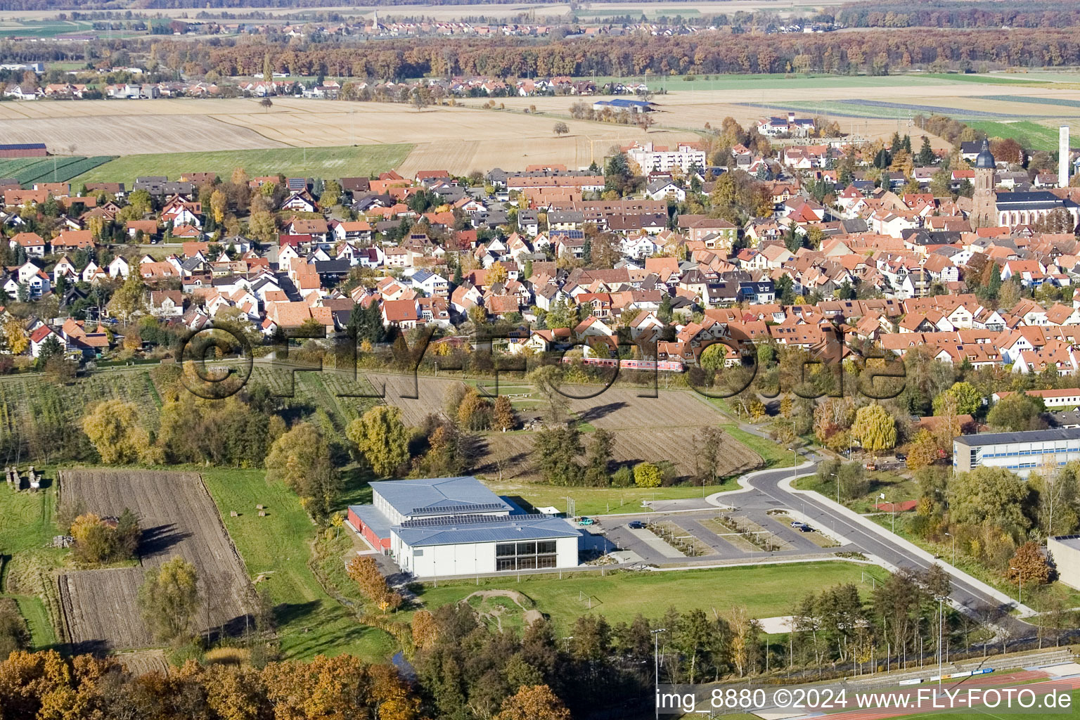 Bienwaldhalle à Kandel dans le département Rhénanie-Palatinat, Allemagne d'en haut