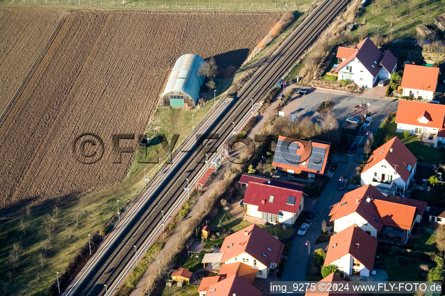 Vue aérienne de Gare à Steinweiler dans le département Rhénanie-Palatinat, Allemagne