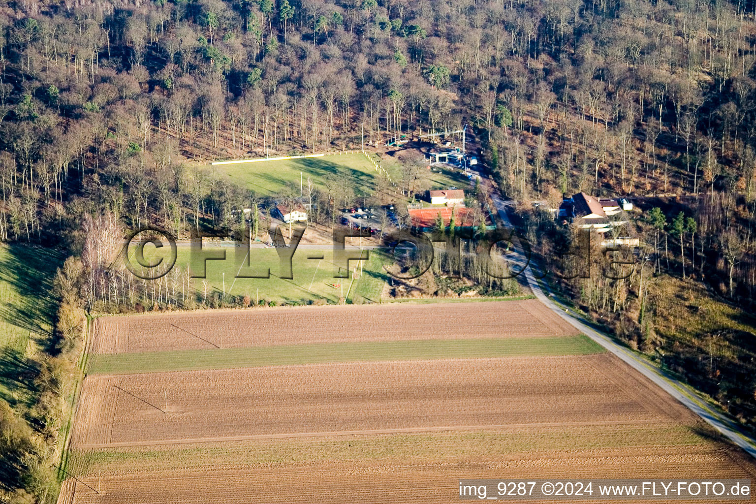 Vue oblique de Terrains de sport à Steinweiler dans le département Rhénanie-Palatinat, Allemagne