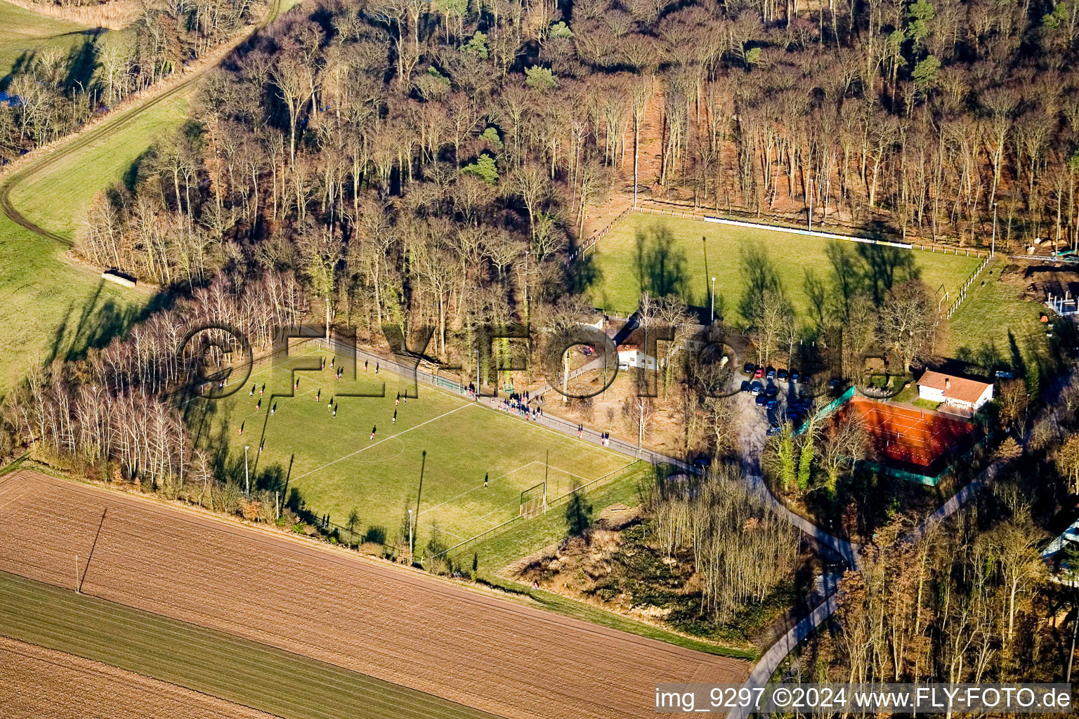 Vue d'oiseau de Terrains de sport à Steinweiler dans le département Rhénanie-Palatinat, Allemagne