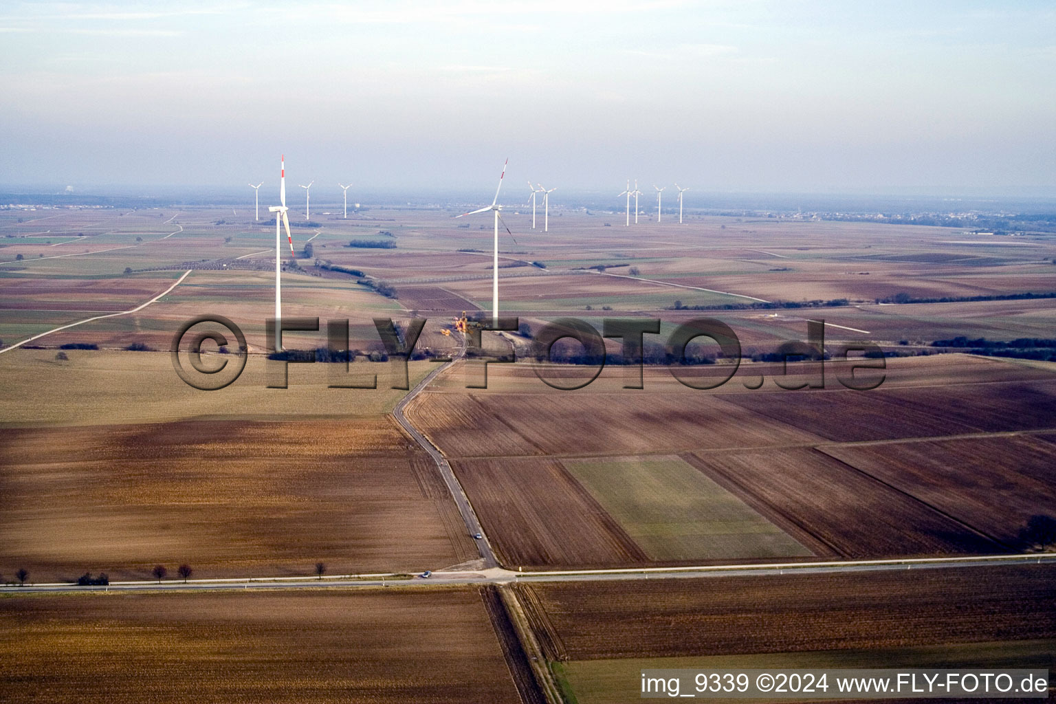 Photographie aérienne de Éoliennes à Offenbach an der Queich dans le département Rhénanie-Palatinat, Allemagne