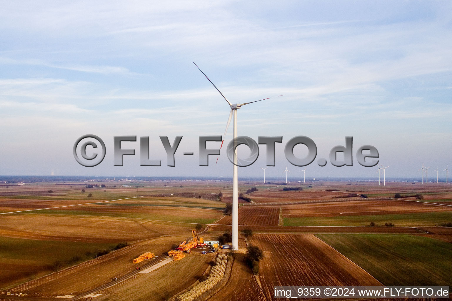 Vue oblique de Éoliennes à Offenbach an der Queich dans le département Rhénanie-Palatinat, Allemagne
