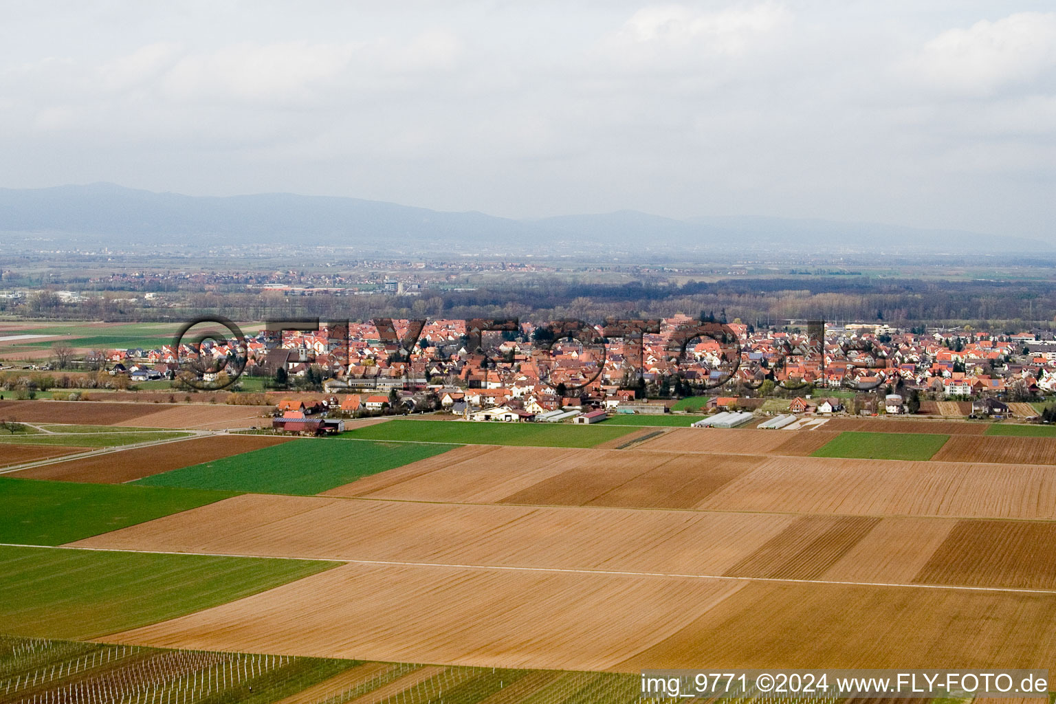 Photographie aérienne de Du sud-est à Offenbach an der Queich dans le département Rhénanie-Palatinat, Allemagne