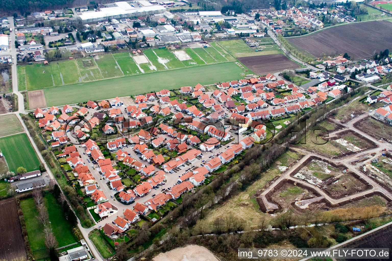 Vue aérienne de Quartier « dans les jardins de sable » en zone urbaine (Palatinat) à le quartier Herxheim in Herxheim bei Landau dans le département Rhénanie-Palatinat, Allemagne