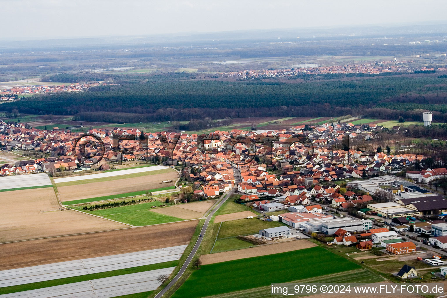 Vue aérienne de Du nord-ouest à Hatzenbühl dans le département Rhénanie-Palatinat, Allemagne