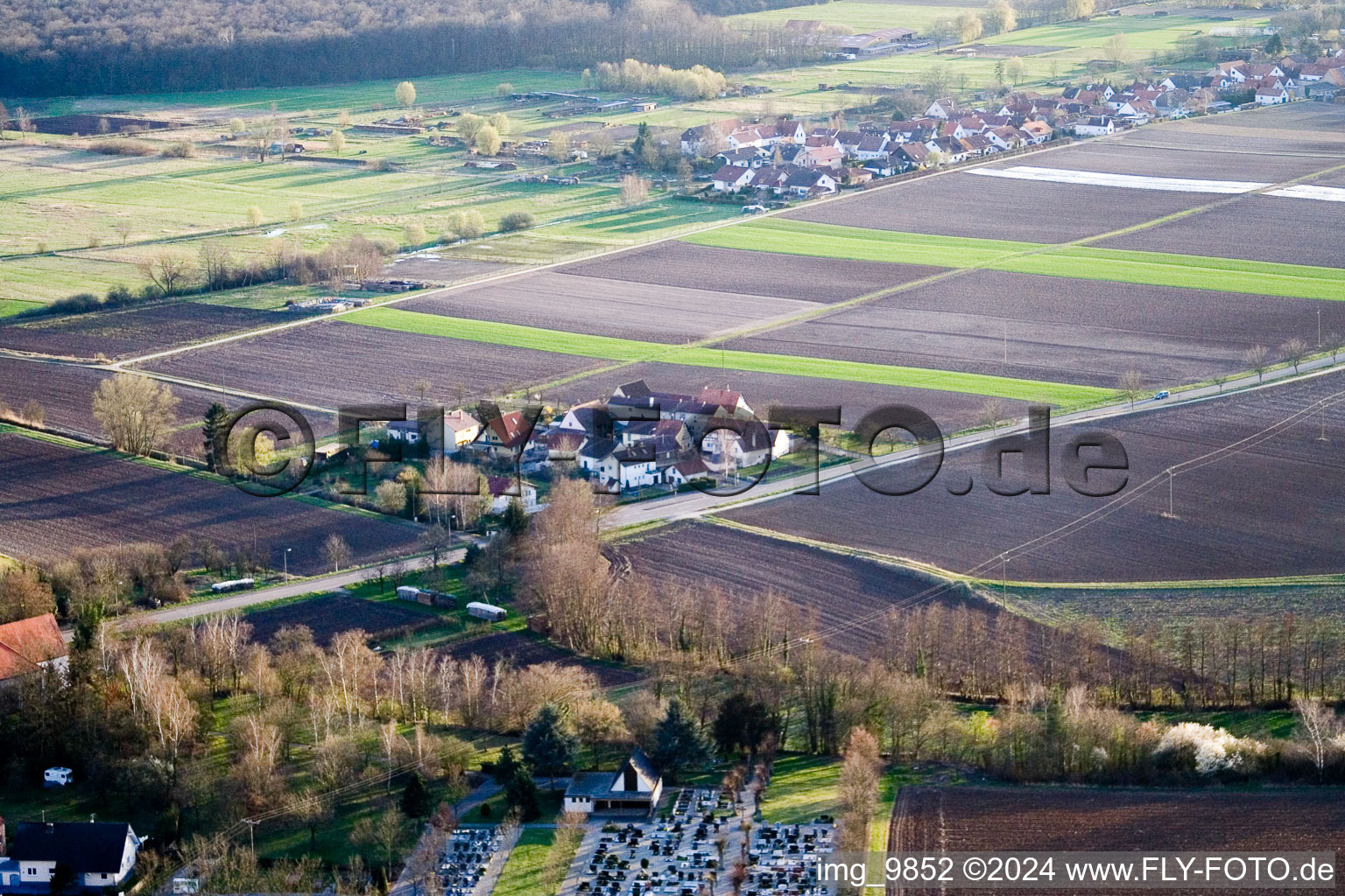 Welschhof à Minfeld dans le département Rhénanie-Palatinat, Allemagne hors des airs