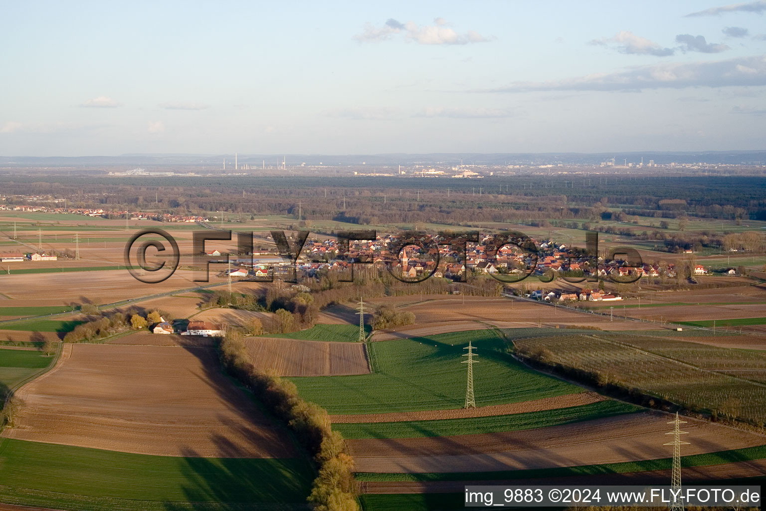 Minfeld dans le département Rhénanie-Palatinat, Allemagne vue du ciel