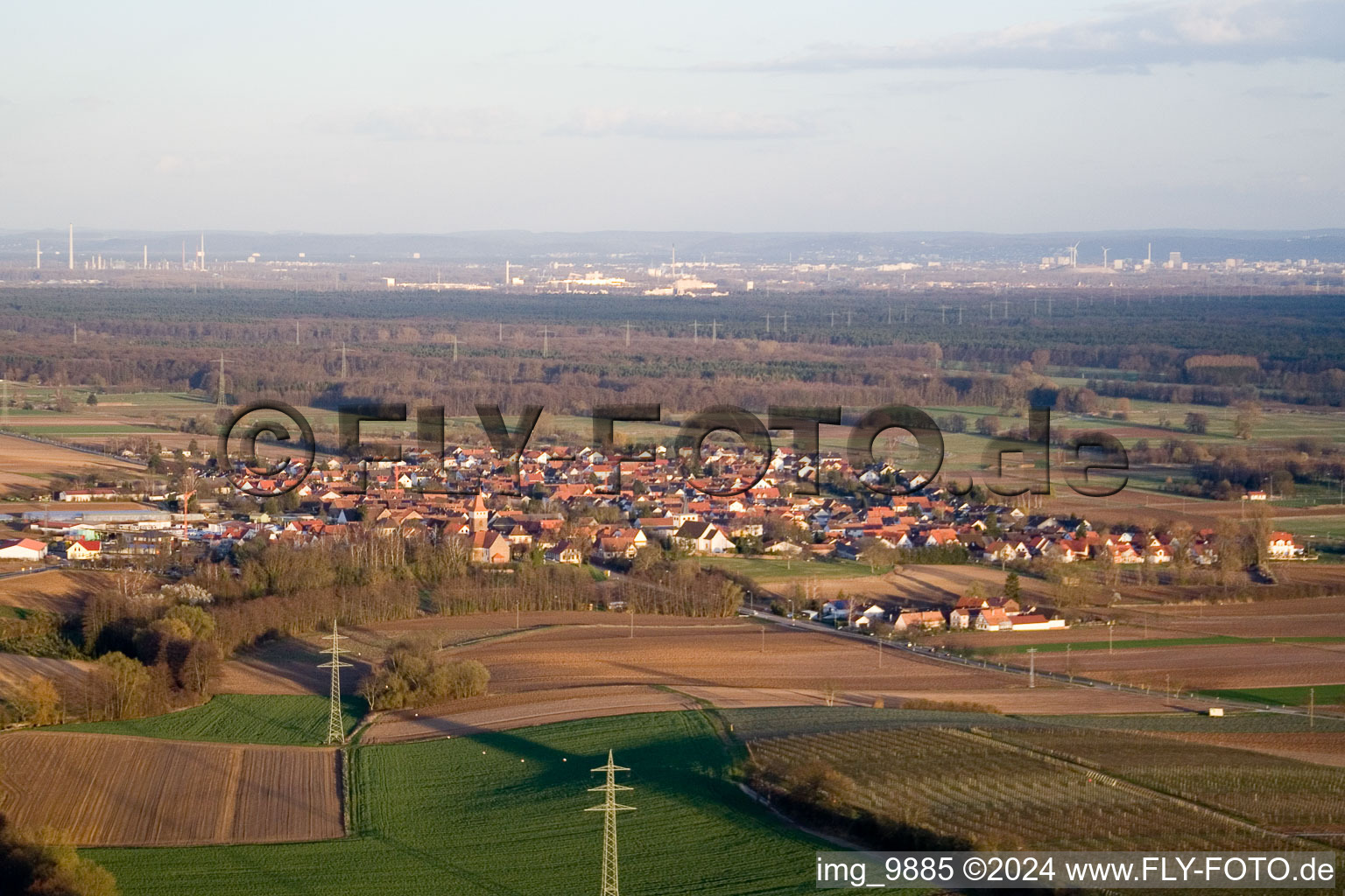 Photographie aérienne de De l'ouest à Minfeld dans le département Rhénanie-Palatinat, Allemagne