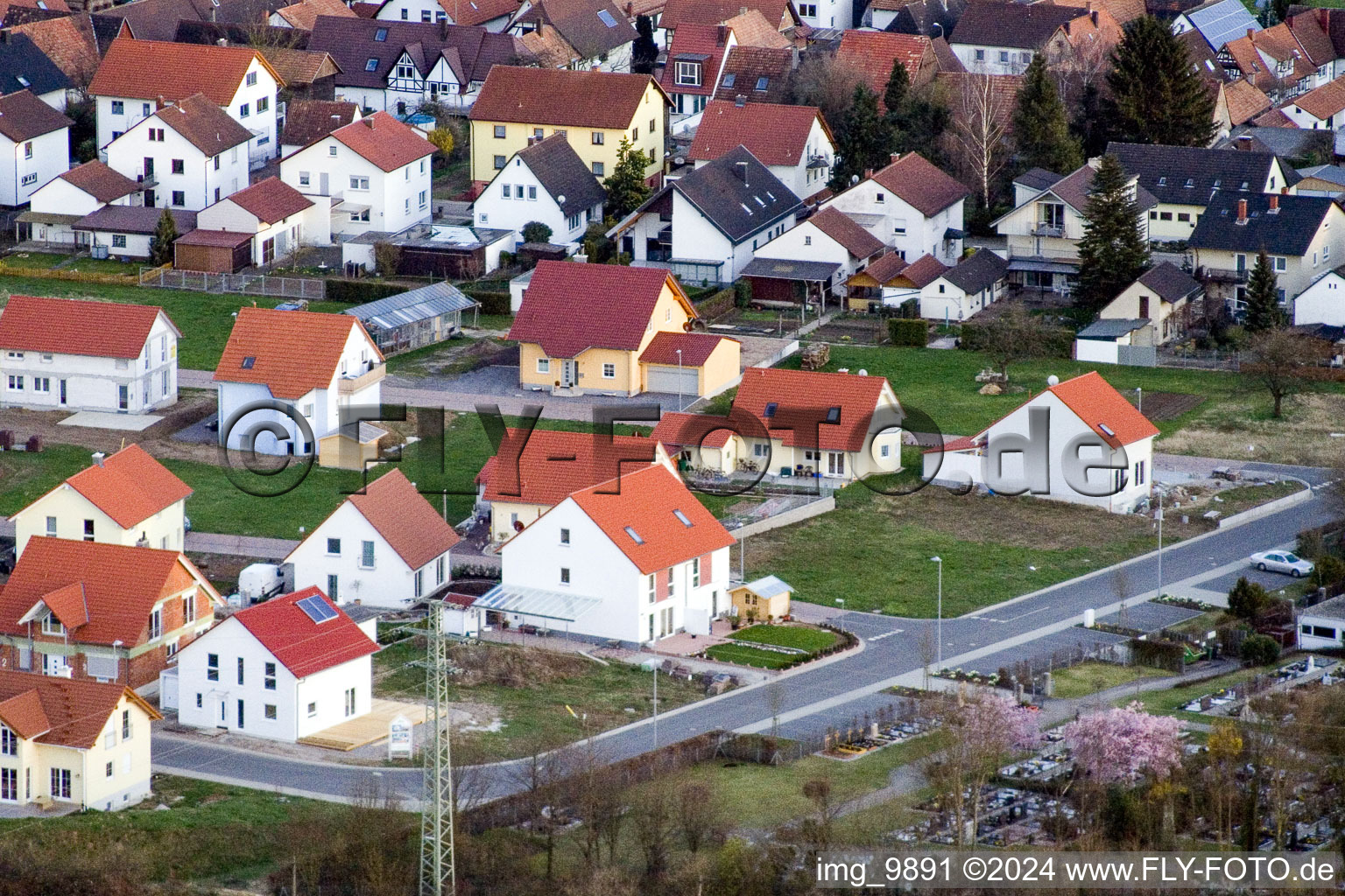 Nouvelle zone de développement NE à le quartier Schaidt in Wörth am Rhein dans le département Rhénanie-Palatinat, Allemagne hors des airs