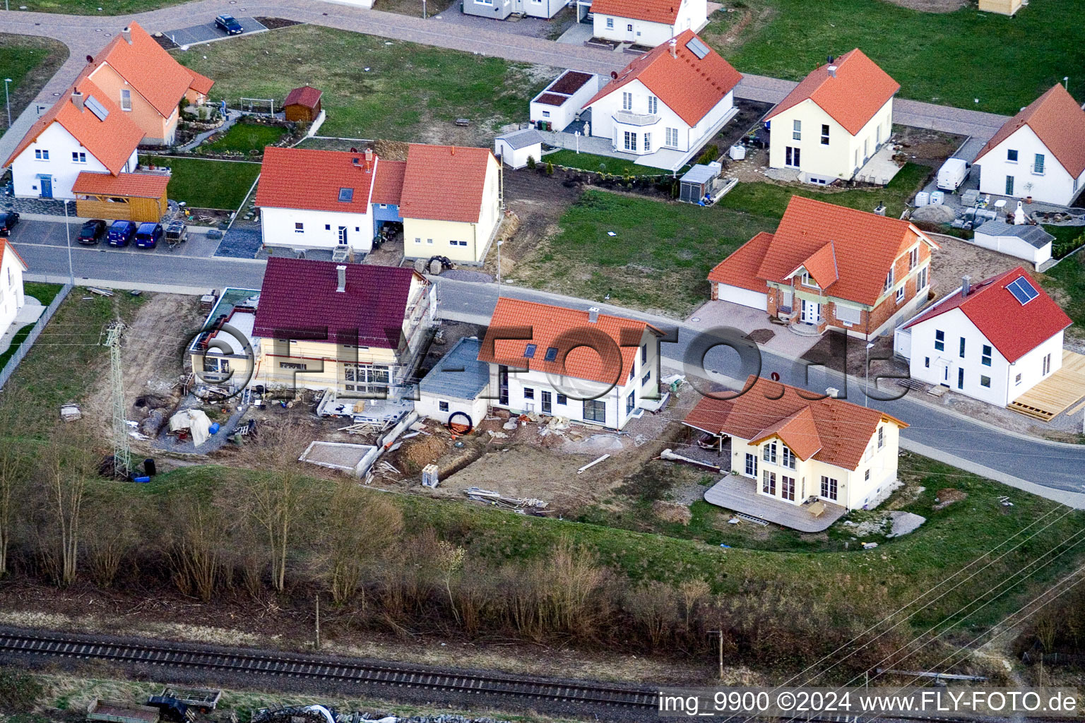 Nouvelle zone de développement NE à le quartier Schaidt in Wörth am Rhein dans le département Rhénanie-Palatinat, Allemagne vu d'un drone