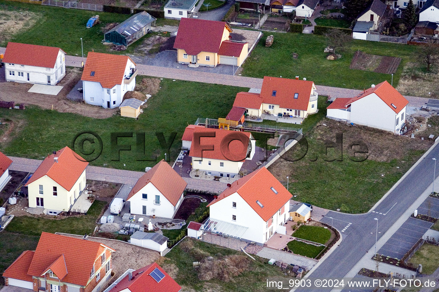 Vue oblique de Nouvelle zone de développement NE à le quartier Schaidt in Wörth am Rhein dans le département Rhénanie-Palatinat, Allemagne