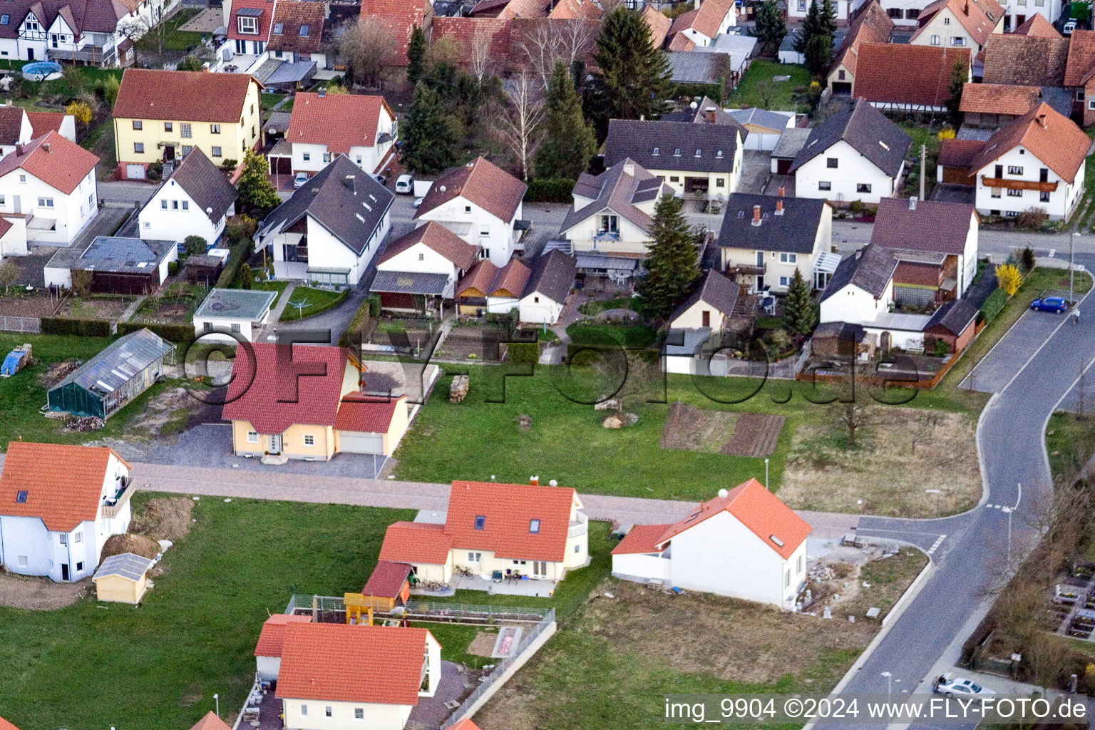 Nouvelle zone de développement NE à le quartier Schaidt in Wörth am Rhein dans le département Rhénanie-Palatinat, Allemagne d'en haut