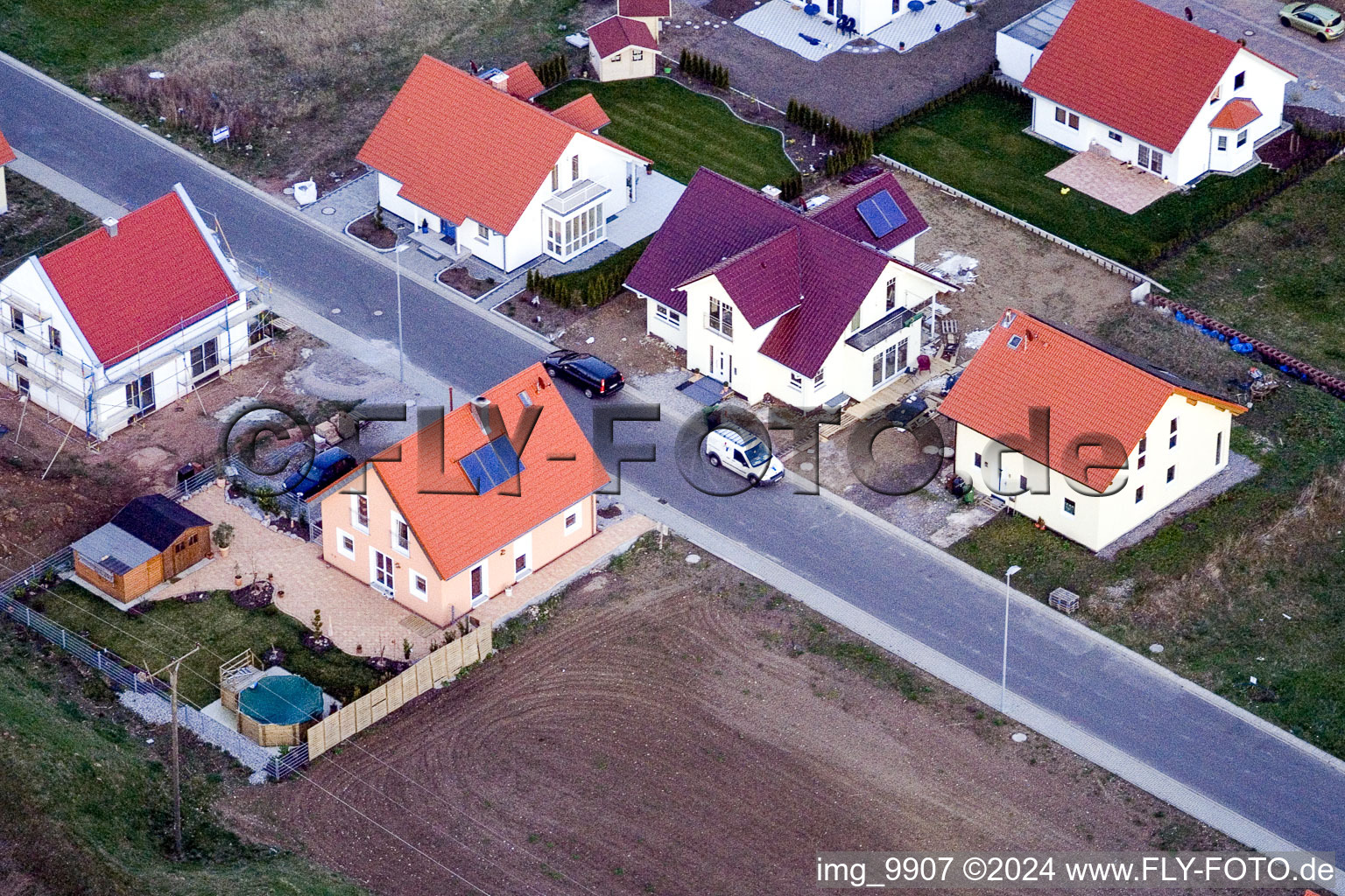 Nouvelle zone de développement NE à le quartier Schaidt in Wörth am Rhein dans le département Rhénanie-Palatinat, Allemagne depuis l'avion