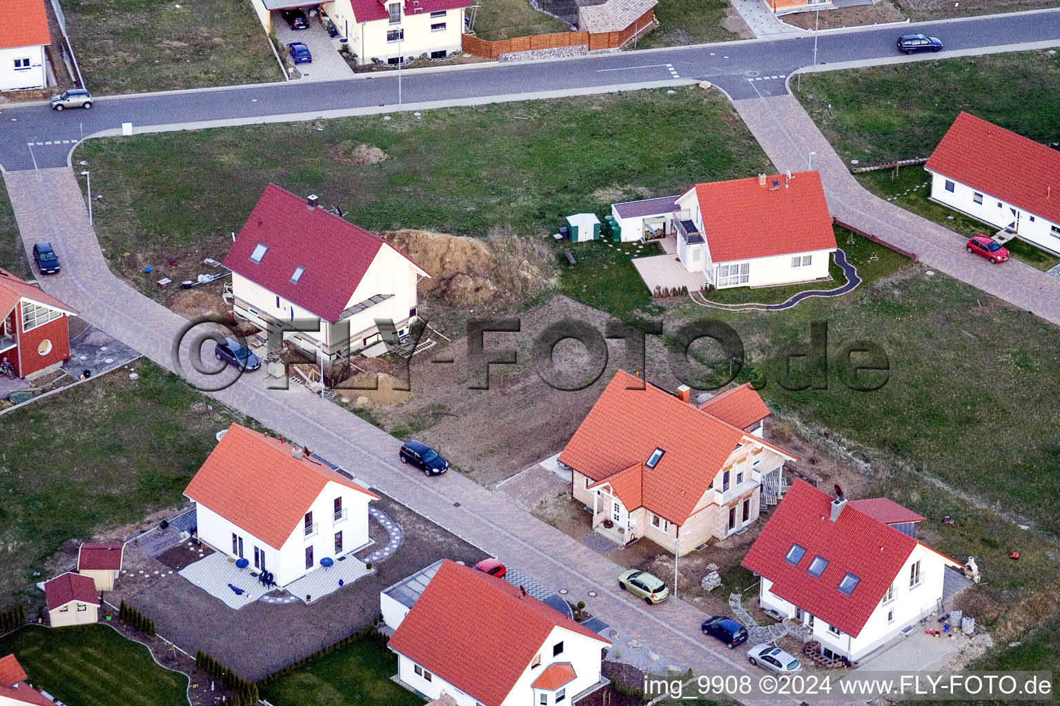 Vue d'oiseau de Nouvelle zone de développement NE à le quartier Schaidt in Wörth am Rhein dans le département Rhénanie-Palatinat, Allemagne