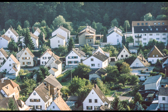 Vue aérienne de La Cité-Jardin Waldstraße vue du ballon à Kandel dans le département Rhénanie-Palatinat, Allemagne