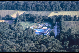 Vue aérienne de Piscine forestière depuis le ballon à Kandel dans le département Rhénanie-Palatinat, Allemagne