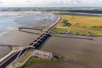 Vue aérienne de Barrage d'Eiders à Tönning dans le département Schleswig-Holstein, Allemagne