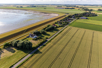 Vue aérienne de Quartier Westerdeich in Vollerwiek dans le département Schleswig-Holstein, Allemagne