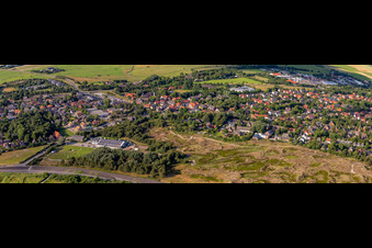 Vue aérienne de Panorama dans les plaines inondables de la côte de la mer du Nord à le quartier Olsdorf in Sankt Peter-Ording dans le département Schleswig-Holstein, Allemagne