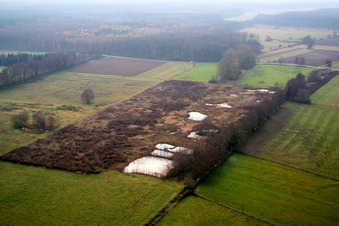 Vue aérienne de Biotope dans l'Otterbachtal à Minfeld dans le département Rhénanie-Palatinat, Allemagne