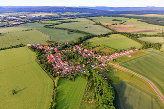 Vue aérienne de Dorfstr à le quartier Petriroda in Georgenthal dans le département Thuringe, Allemagne