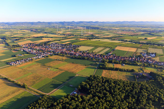 Vue aérienne de Du sud-est à Freckenfeld dans le département Rhénanie-Palatinat, Allemagne