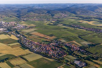 Vue aérienne de Champs agricoles et terres agricoles à le quartier Kapellen in Kapellen-Drusweiler dans le département Rhénanie-Palatinat, Allemagne