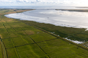 Vue aérienne de Estuaire de l'Eider Dithmarschen Avant-pays de l'Eider à Wesselburenerkoog dans le département Schleswig-Holstein, Allemagne