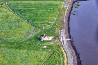 Vue aérienne de Plage Wesselburenerkoog à Wesselburenerkoog dans le département Schleswig-Holstein, Allemagne