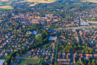 Vue aérienne de Vue d'ensemble de la ville depuis l'ouest à le quartier Coesfeld-Stadt in Coesfeld dans le département Rhénanie du Nord-Westphalie, Allemagne