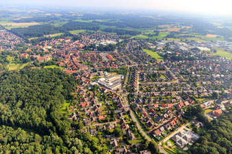 Vue aérienne de Volbertskamp du sud à le quartier Velen-Dorf in Velen dans le département Rhénanie du Nord-Westphalie, Allemagne
